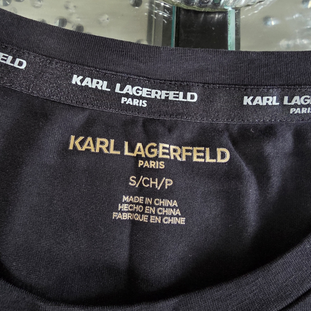 Karl Lagerfeld Black Tee with White and Silver Accents - Picture 6 of 11